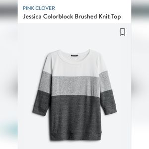 Super soft color block gray and white top